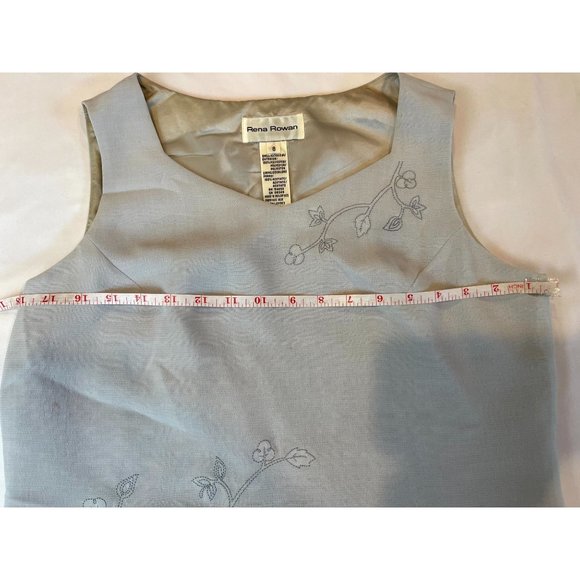 Rena Rowan Womens Blouse Top Sleeveless Embroidered Square Neck Gray Size 8 - Picture 4 of 6